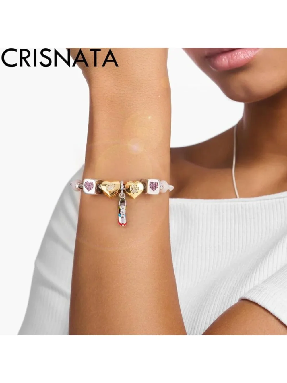 Sparkly Gold Plated Dog Paw Print Charm for Animal Bracelets | 925 Silver Bead